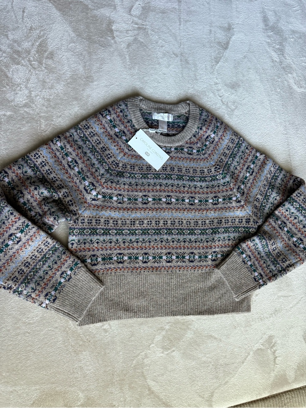 NWT Caroline Constas Fair Isle knit sweater Wool Blend - Picture 9 of 10